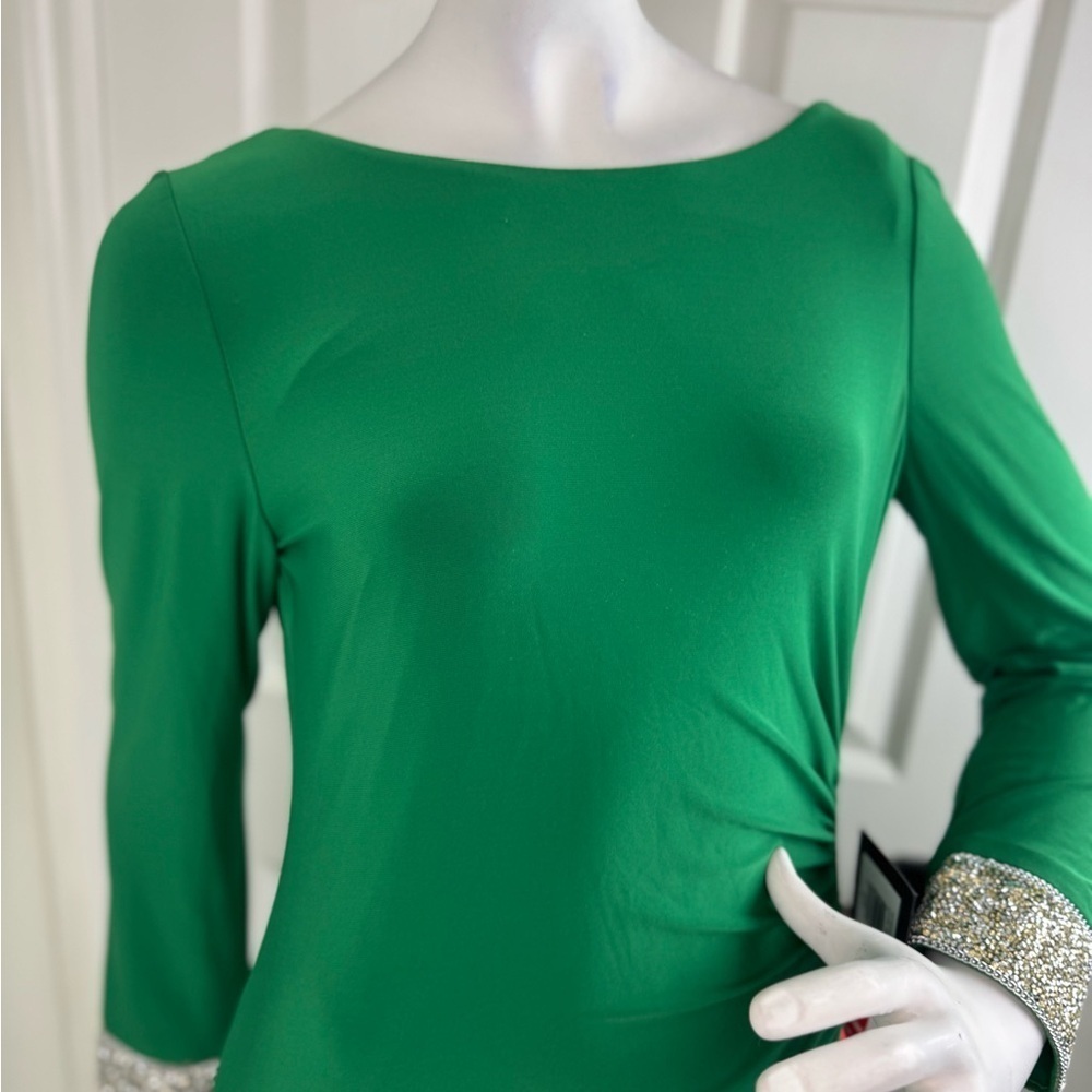 Marina Elegant Green Long Sleeve Dress Size 6. A43 - Picture 9 of 16